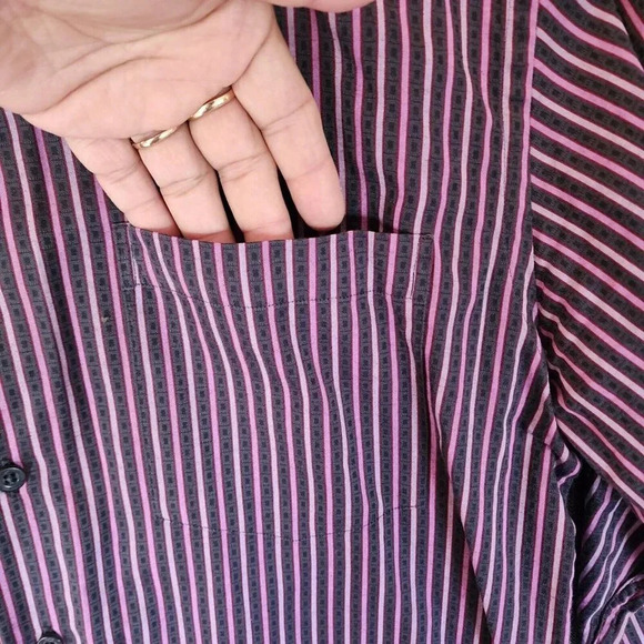 Toscano 100% Cotton Button Down Shirt Multicolor Striped Long Sleeve Size Medium - Picture 5 of 8